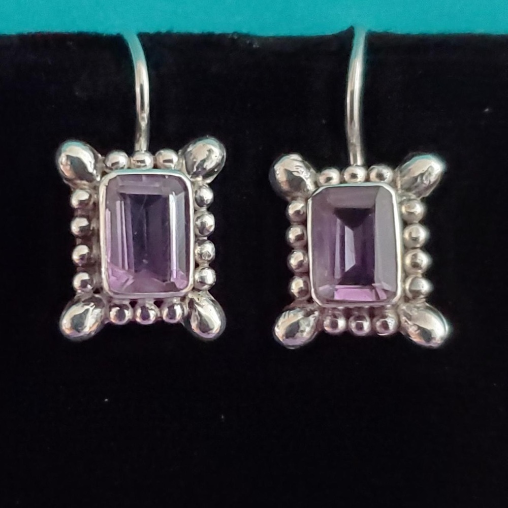 925 sterling silver CZ purple Earrings